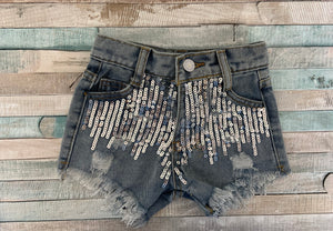 Distressed Sequin Shorts