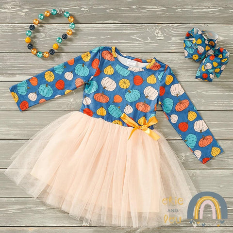 Happy Pumpkin Tulle Dress by Okie and Lou